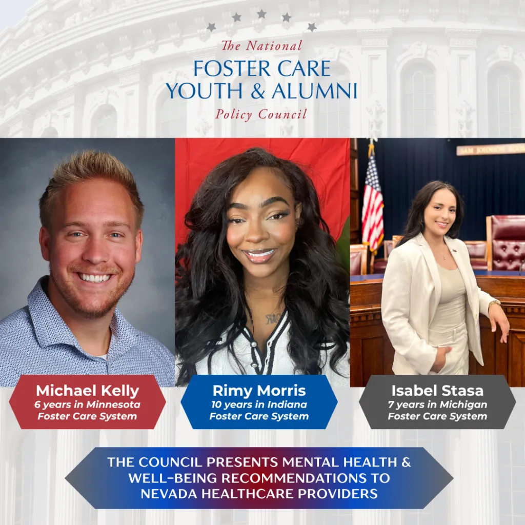 Three Council members with foster care experience present mental health recommendations to Nevada healthcare providers.